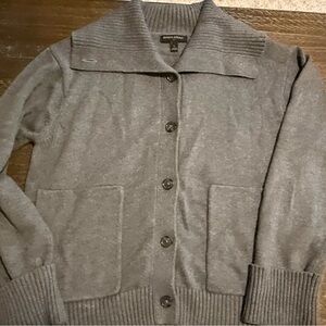 Banana Republic Gray Button-Up Women's Sweater